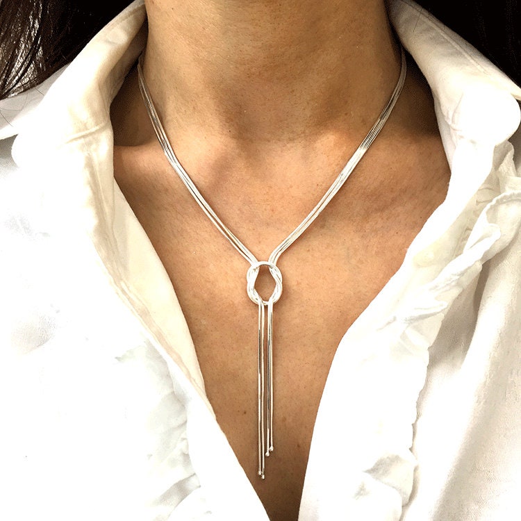 White gold love knot deals necklace