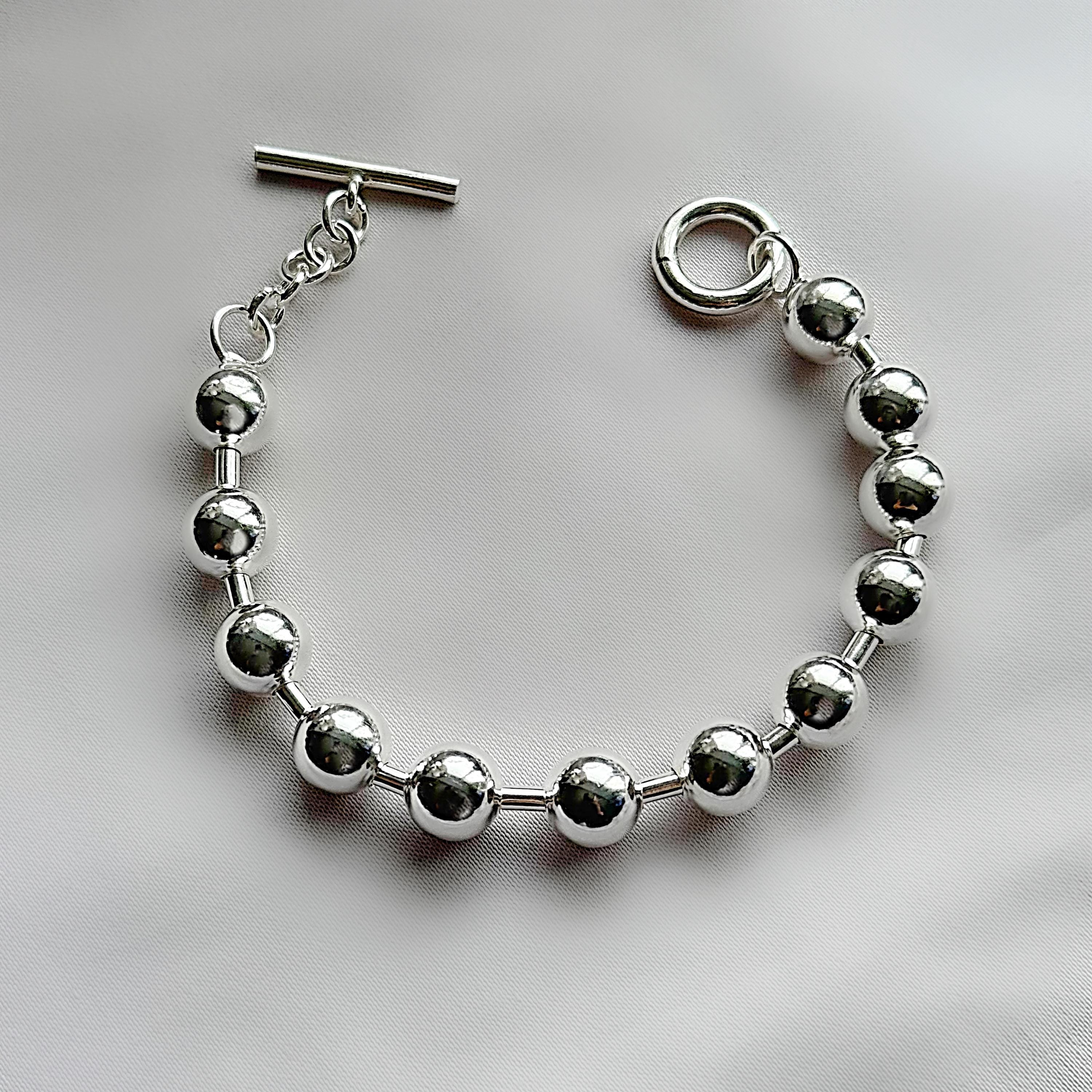 Sterling Silver 925 Link & Large Ball Bracelet - Etsy