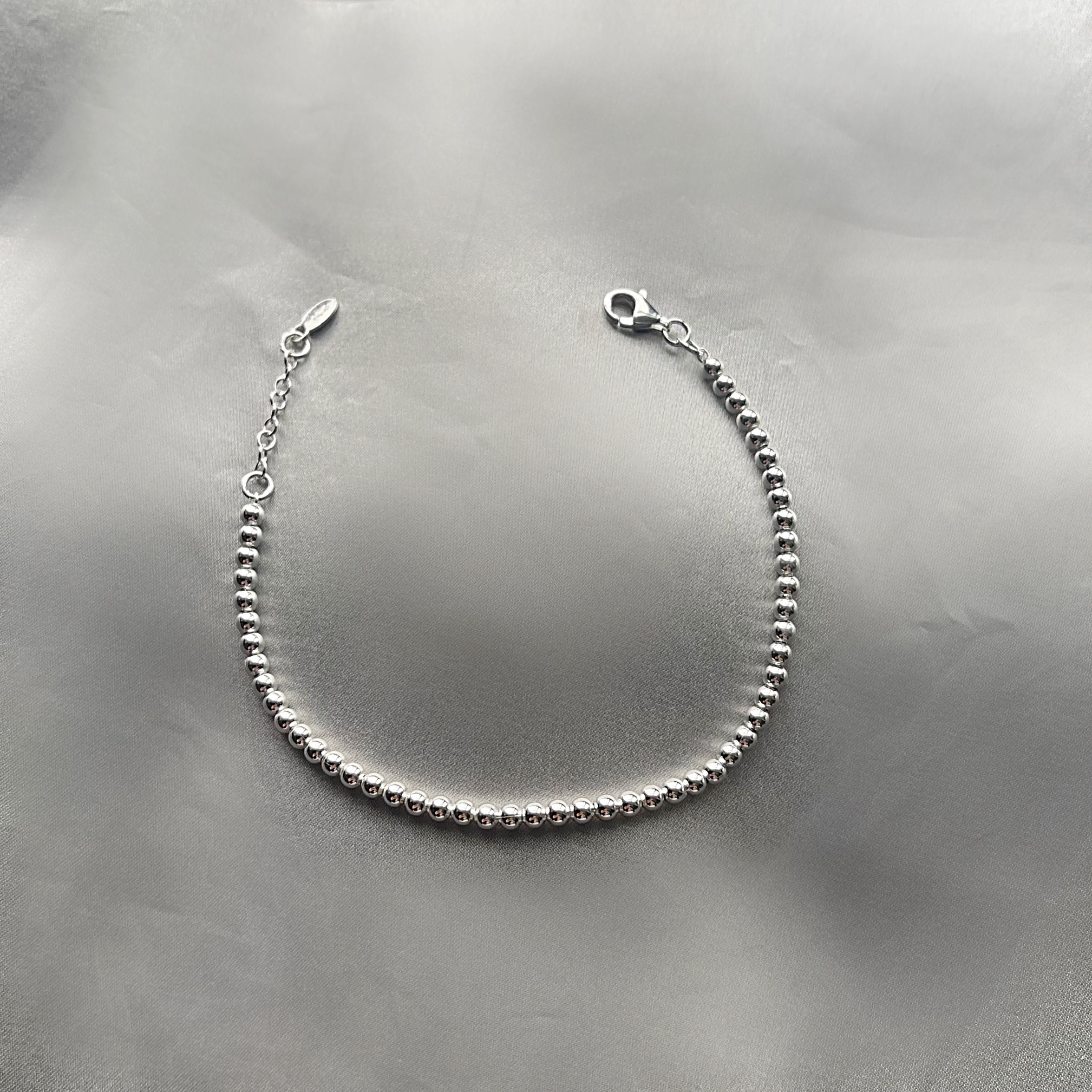 Bracciale Amicizia Argento 925 Regolabile Con Mini Perline E Stelline, A Doppio Strato, Regalo Per Ragazze E Adolescenti - 2