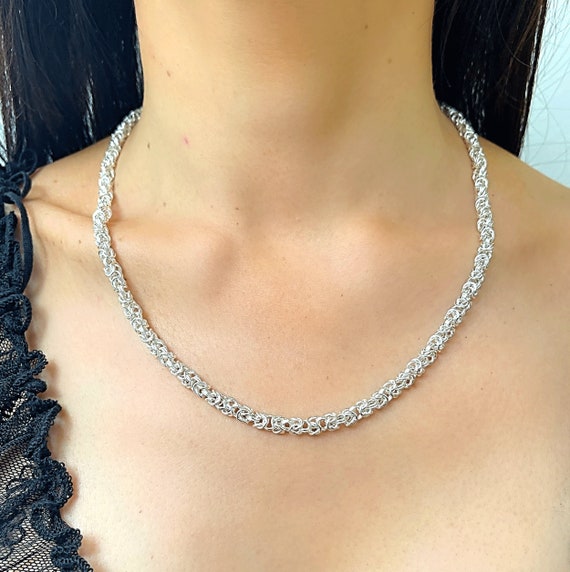 Silver byzantine chain online necklace