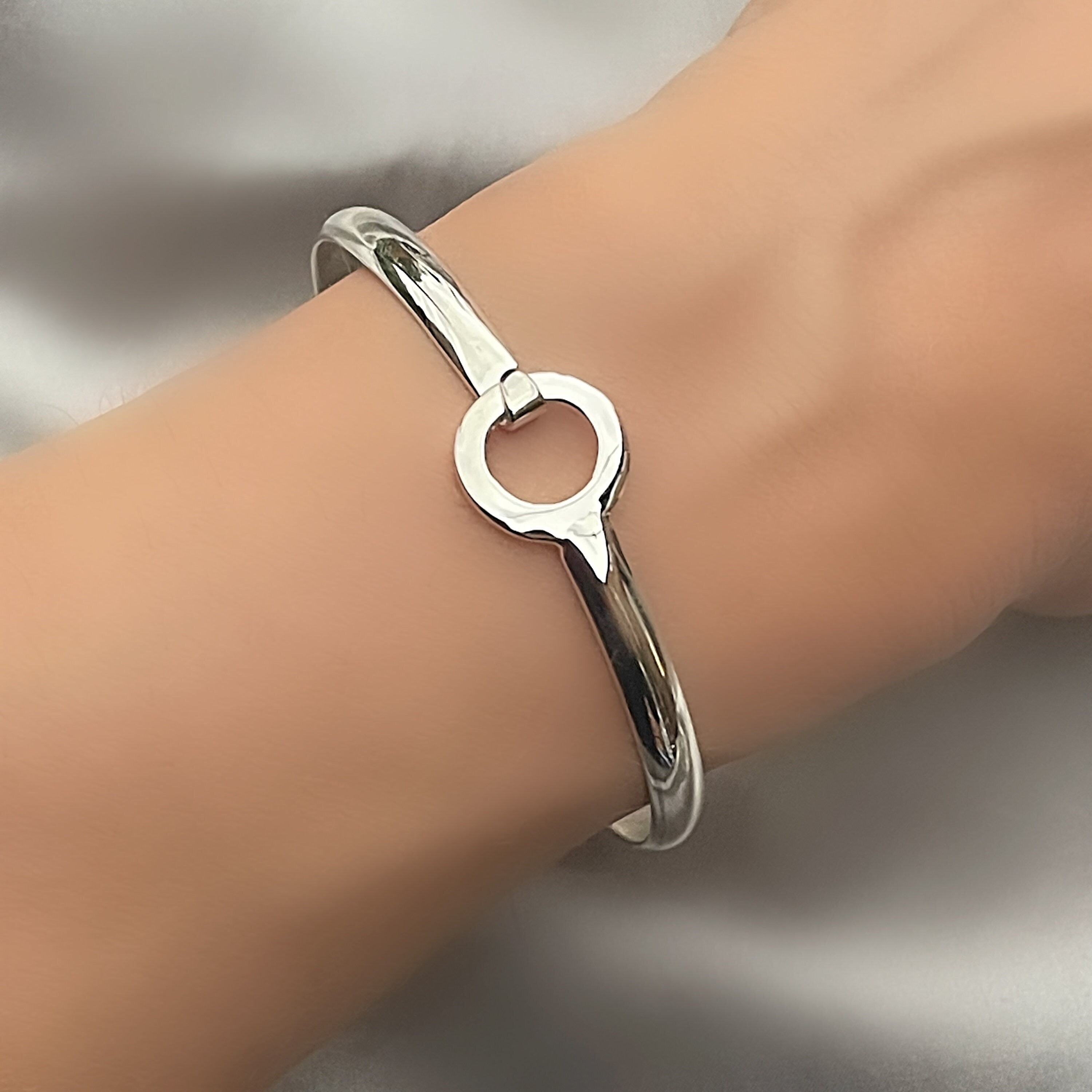 Silver 925 Bangle Men/ Women L18-20cm Bangle Dewasa