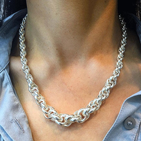 Sterling Silver Graduated Woven Rope Necklace Etsy