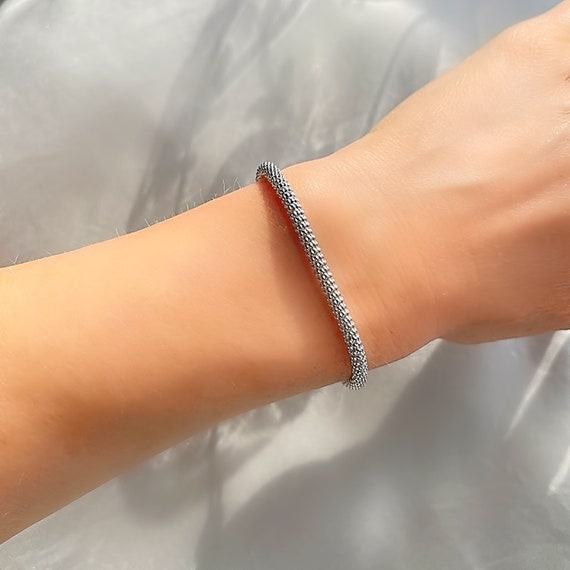Sterling Silver Popcorn Slider Adjustable Bracelet Etsy UK