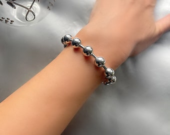 Sterling Silver 925 Link & Large Ball Bracelet - Etsy