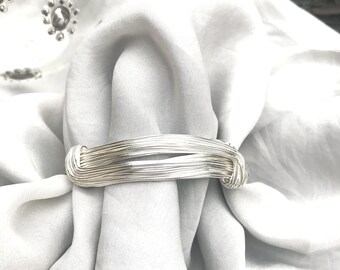 Sterling Silver 925 Wired Ribbon Cuff Bangle Bracelet - Etsy