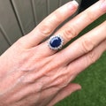 Genuine Sapphire Diana Style Halo Silver Ring