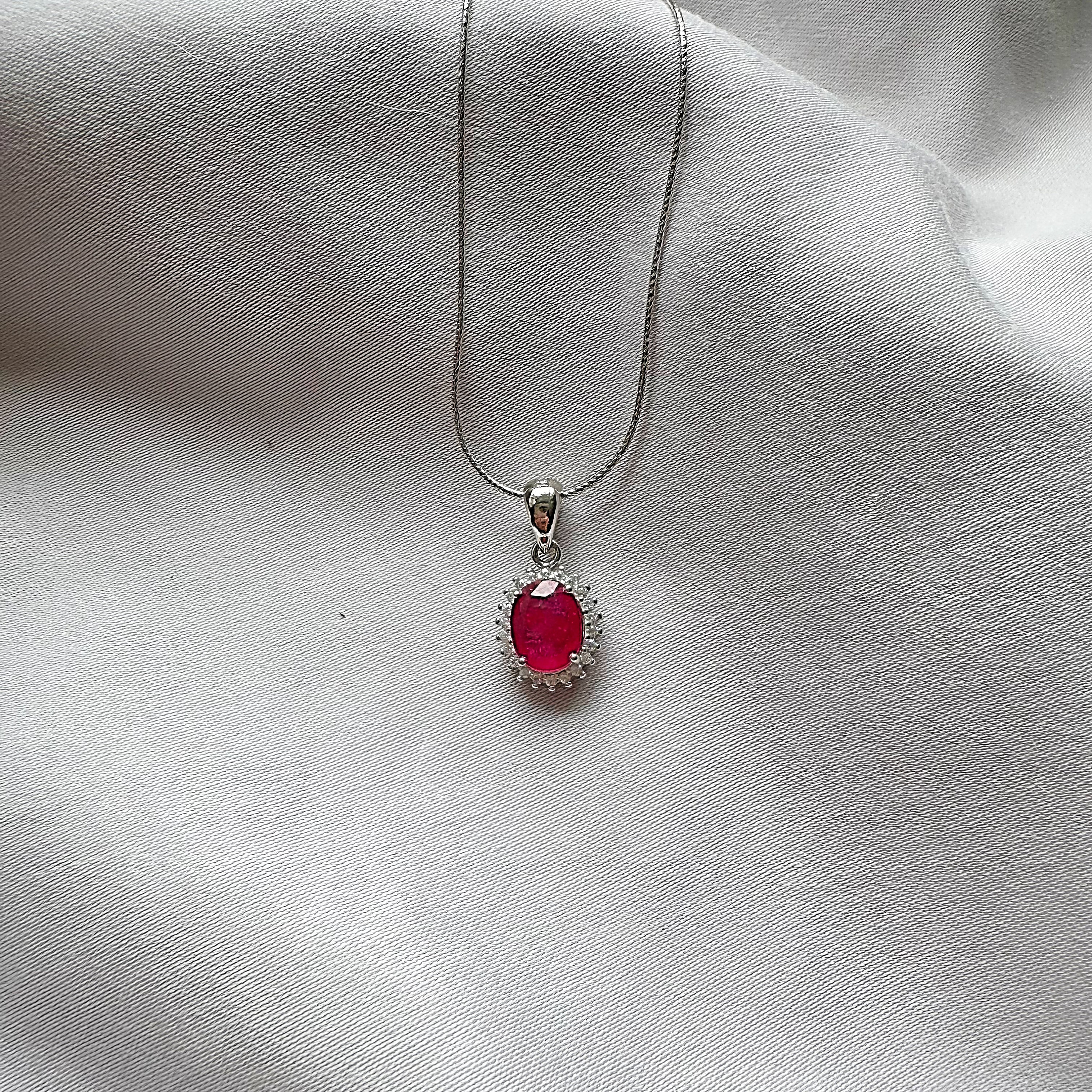 6 Carat Natural Ruby Pendant In Sterling Silver - 92.5 Silver Oval Genuine Ruby Gemstone Jewelry, Customizable Gift