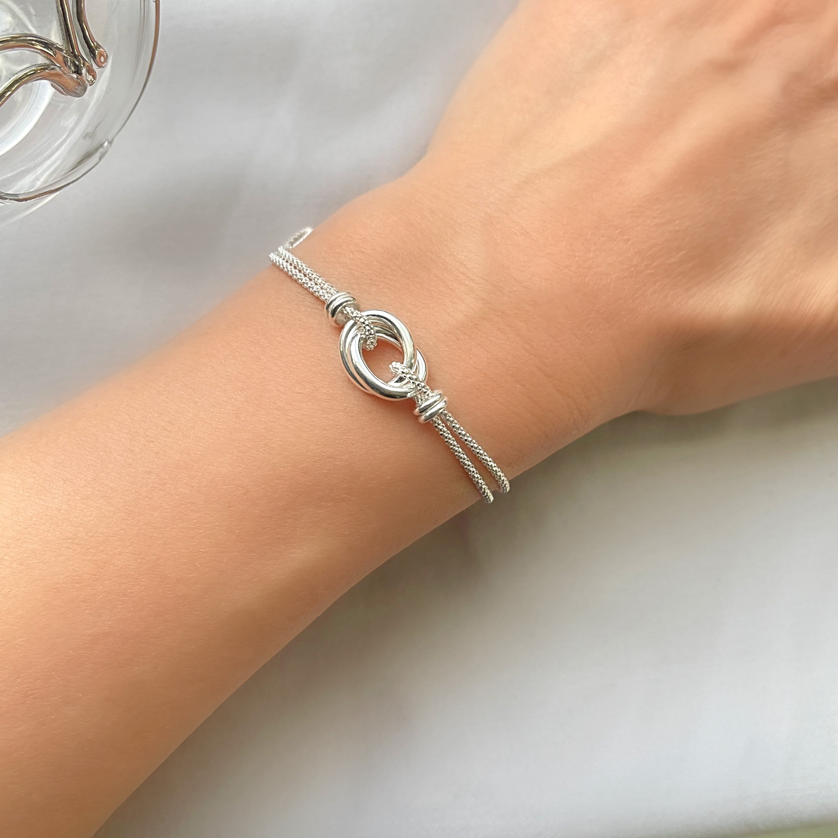 Sterling Silver 925 Love Knot Popcorn Chain Bracelet - Etsy