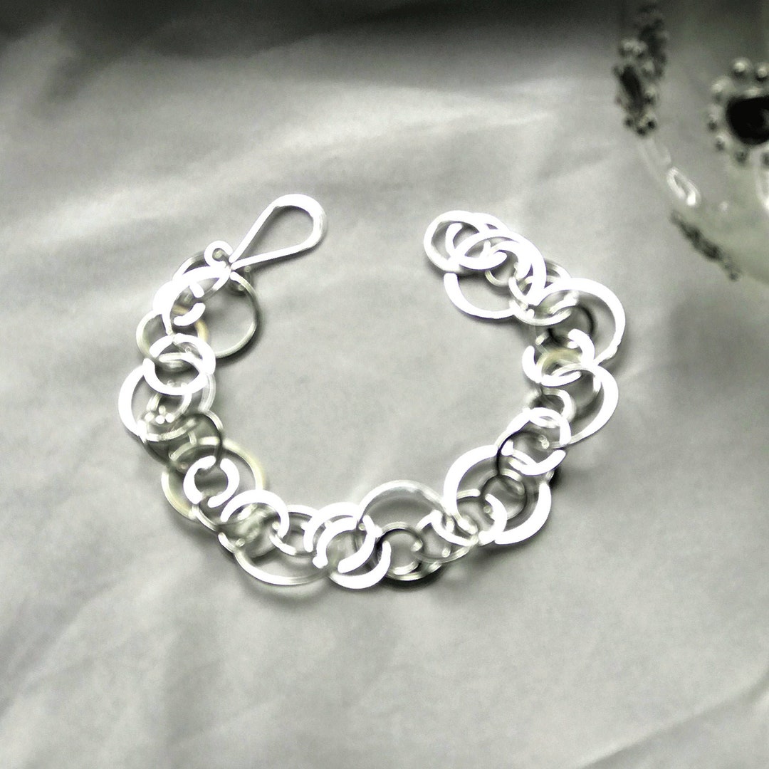 【待望の最新作】≪ADRAR≫ Circle Link Chain Bracelet (Silver 925 Sterling Silver Bujukan And Elongated Octagon Link Chain