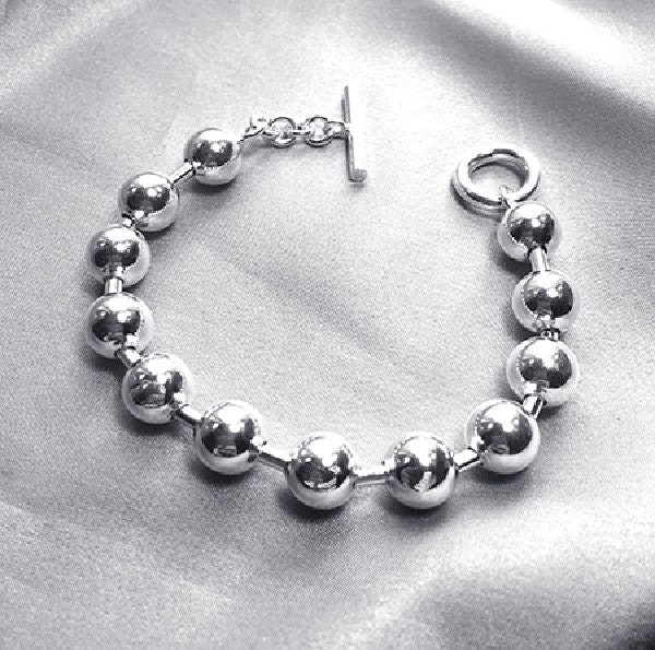 Sterling Silver 925 Link & Large Ball Bracelet - Etsy