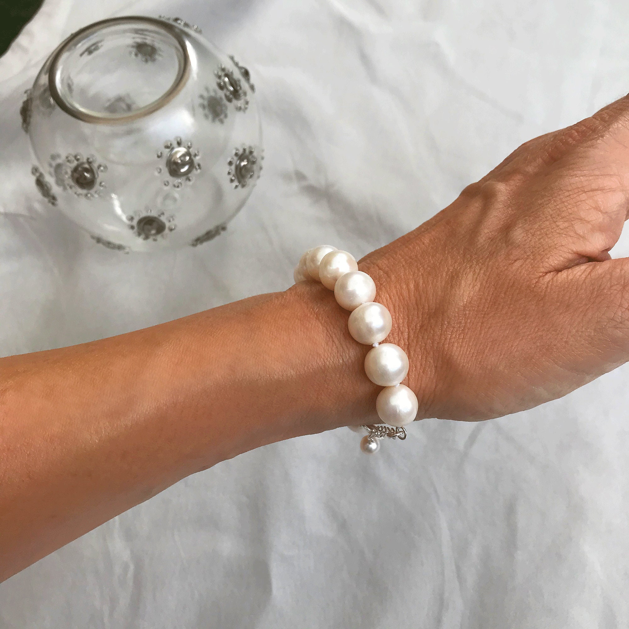 Natural Pearl AAA Large 10 Mm Freshwater Bracelet With