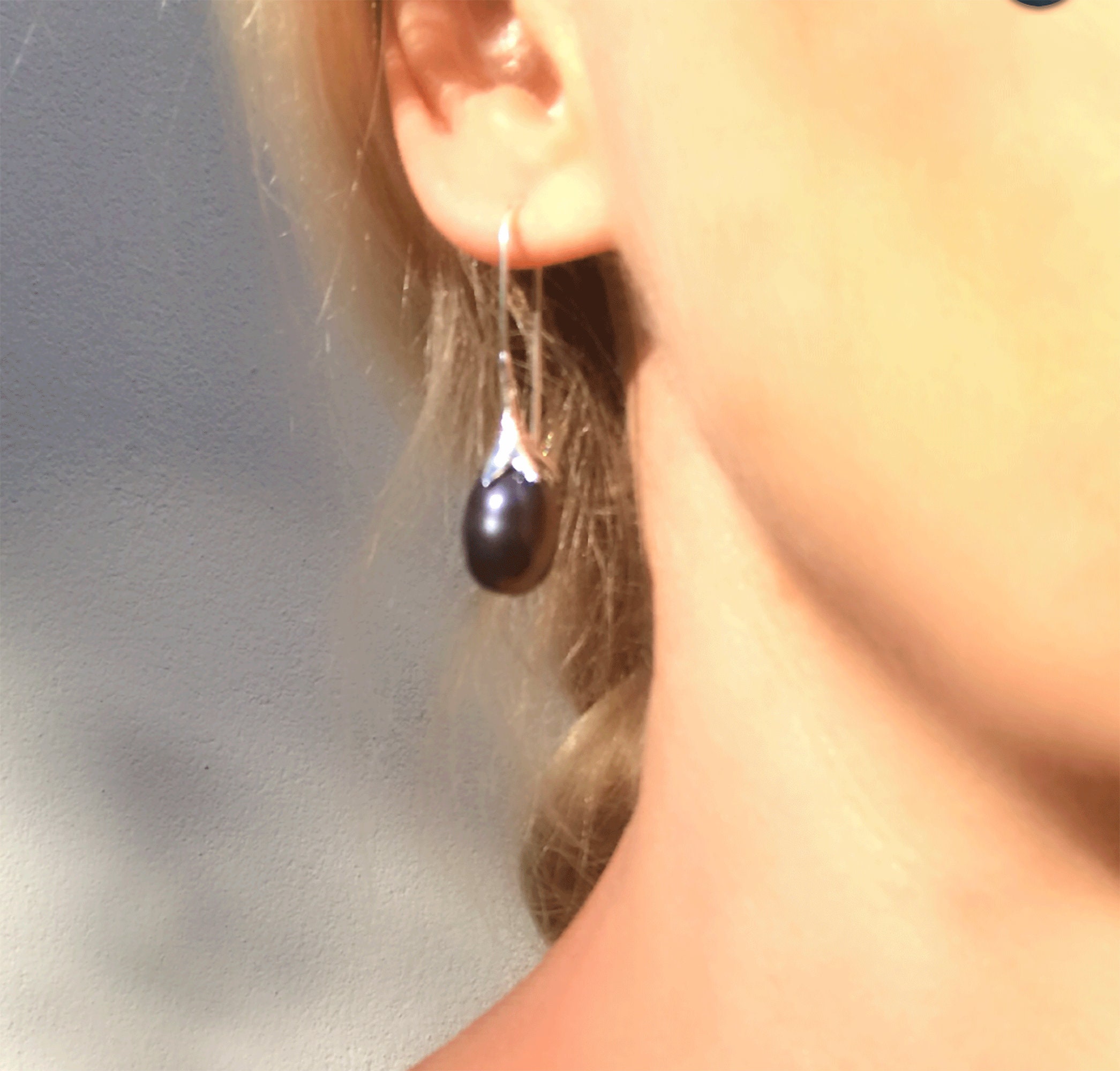 Orecchini in pelle nera - Orecchini con nodo celtico