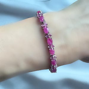 Genuine Ruby Adjustable Slider Silver Bracelet