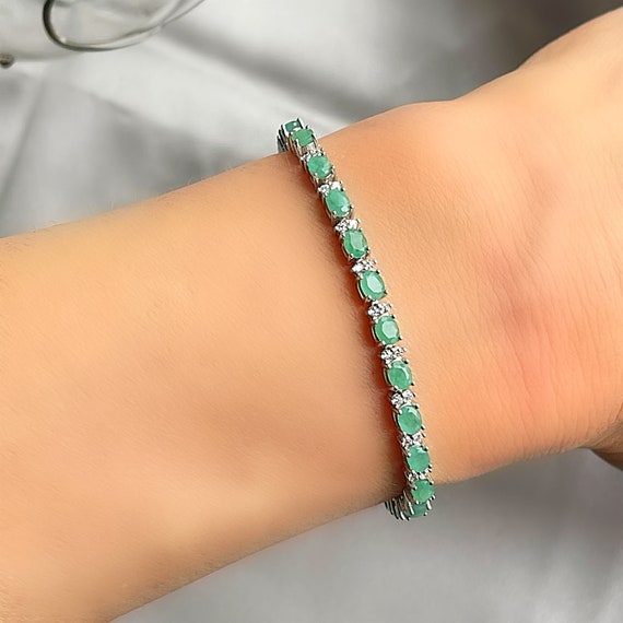 Silver Celtic Emerald Bracelet