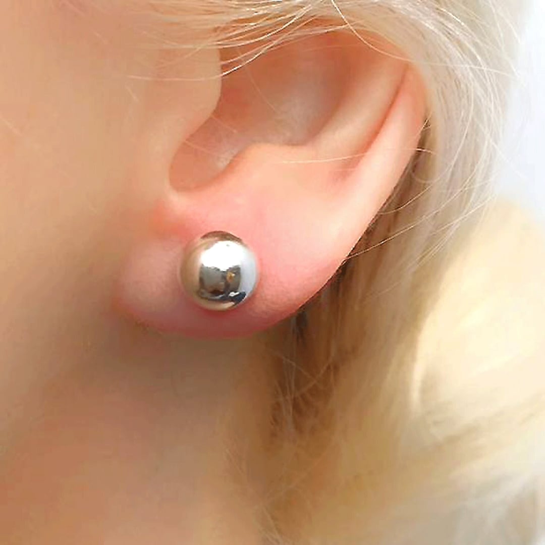 Sterling Silver 925 Ball 10 Mm Stud Earrings Etsy