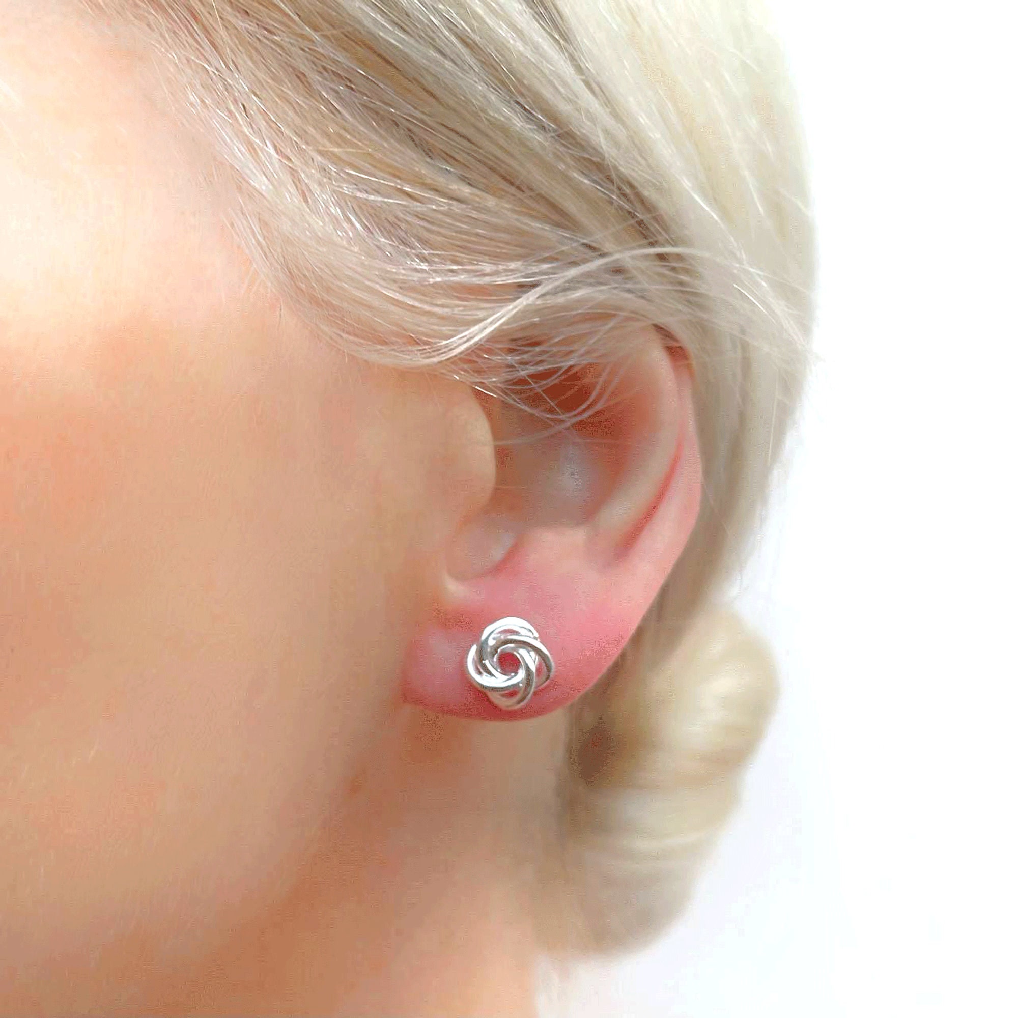 [wingbling] 925Silver☆Marvell knot earrings Sterling Silver 925 Love Knot 8mm Stud Earrings - Etsy