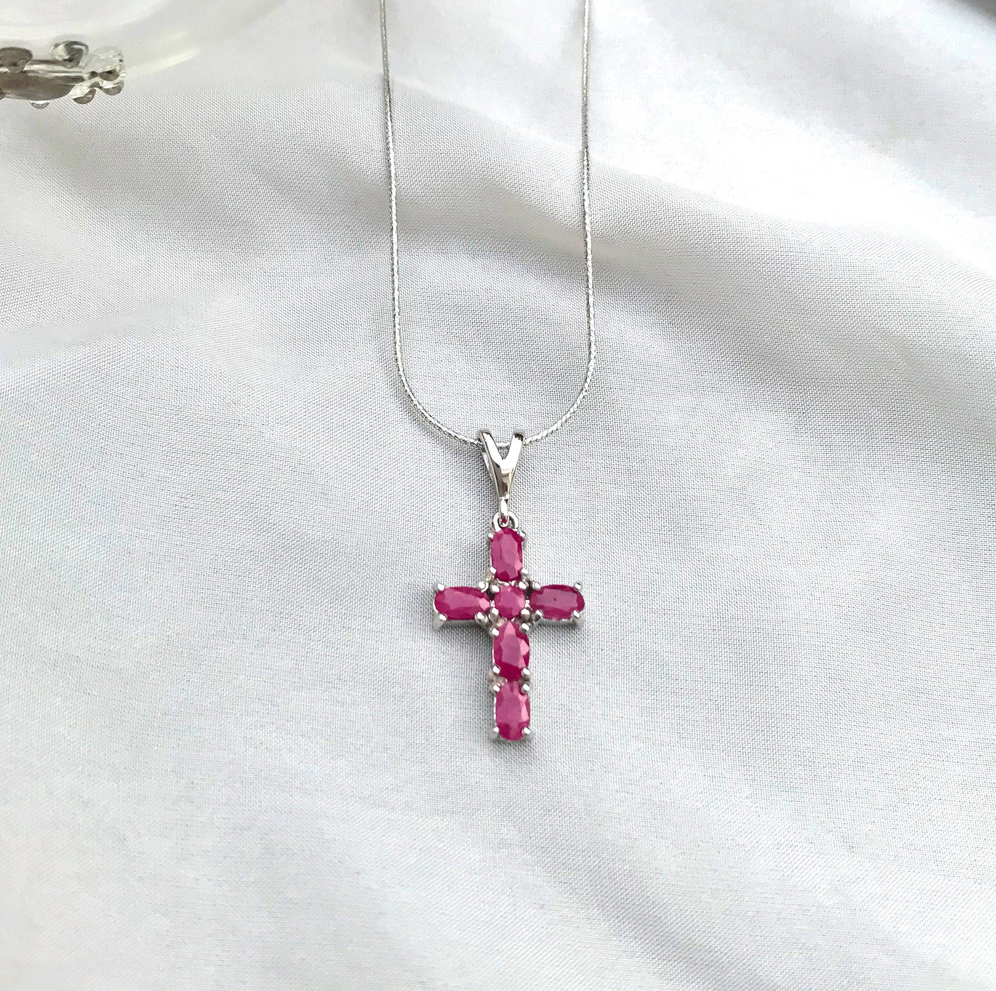 Mens ruby shop cross necklace