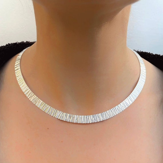Sterling Silver 925 Diamond Cut Flat Strap Snake Chain
