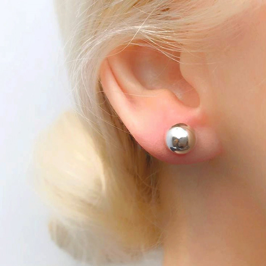Sterling Silver 925 Ball 10 Mm Stud Earrings Etsy Sweden