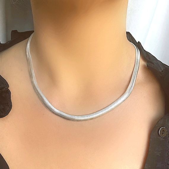 Sterling Silver 925 Soft Herringbone Snake Chain Necklace