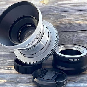 Anamorphic lens Helios 44-2 58mm f/2.0 Cine mod, Sony E NEX mount, Anamorphic beautiful bokeh, Helios 44 Silver
