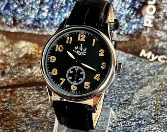 Men's wristwatch Pobeda 1MChZ, vintage mechanical watch