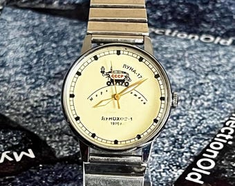 Pobeda Lunokhod vintage mechanical wristwatch, men's watches