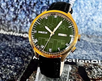 Vintage Raketa College Men's Watch Perpetual Calendar, Mechanical Wristwatch, Cal. 2628.H