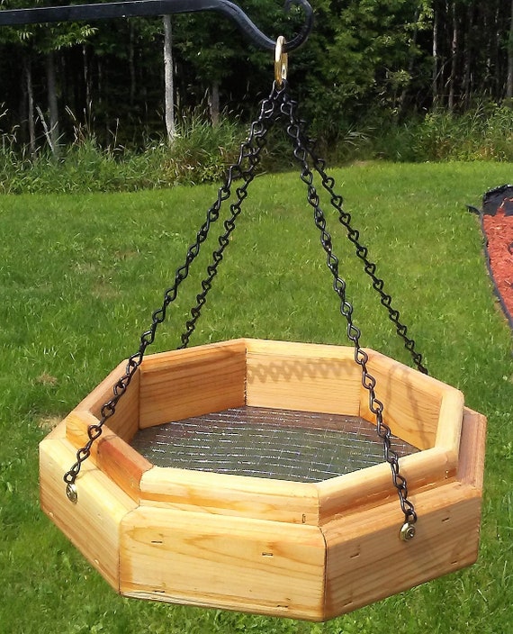 Small Hanging Octagon Platform Bird Or Squirrel Feeder Cedar Etsy