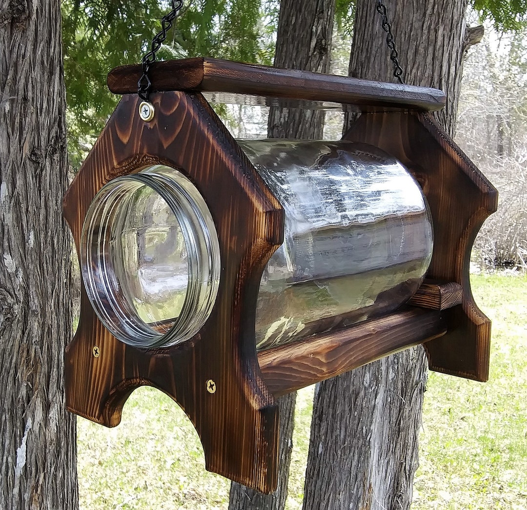 Hanging Gallon Glass Jar Squirrel Feeder Cedar Wood TBNUP 1HB Etsy