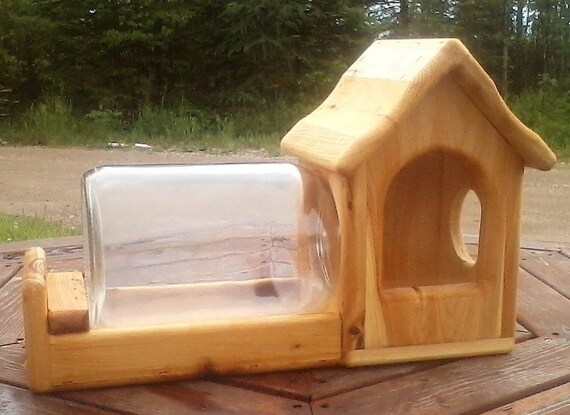 Fence Mount Gallon Glass Jar Squirrel Feeder Cedar Wood Tbnup Etsy