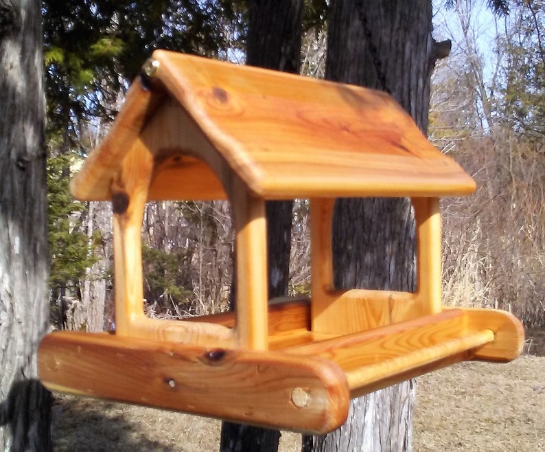 Cute Large Hanging Cedar Wood Fly Through Platform Bird Etsy