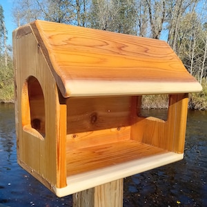 Large fence, Post, or tree mount see through squirrel feeder cedar wood