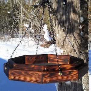 Large Hanging Octagon Platform Bird or Squirrel Feeder Cedr Wood TBNUP 1LBO