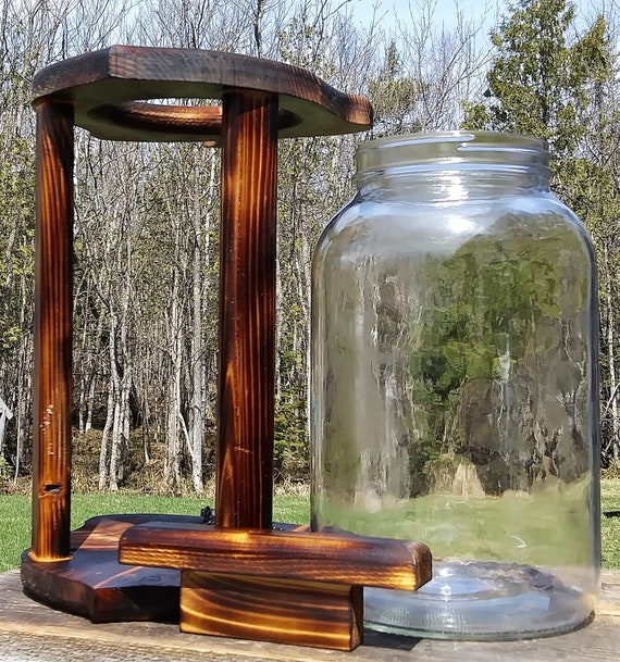 Hanging Acorn Gallon Glass Jar Squirrel Feeder Cedar Wood Etsy