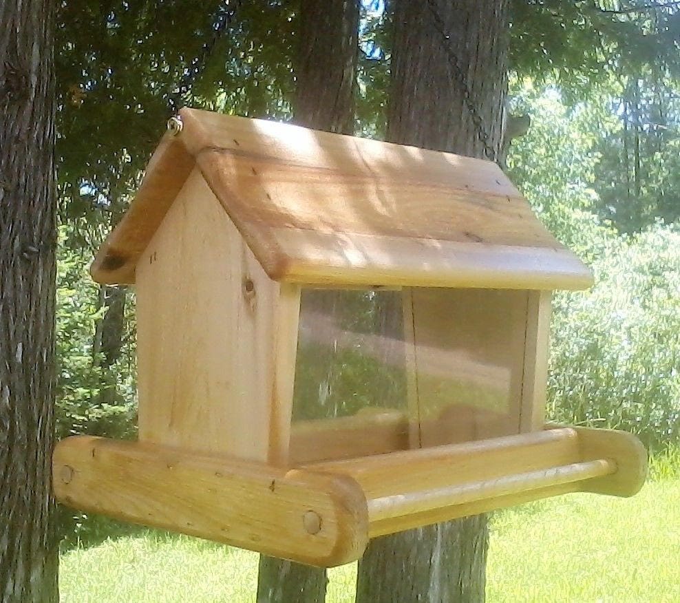 Large Hanging Bird Feeder Cedar Wood TBNUP 1H - Etsy
