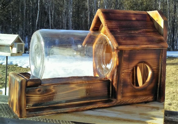 Gallon Glass Jar Squirrel Feeder Cedar Wood Tbnup 1b Etsy