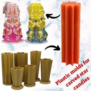 Star shape for making carved candles. A form from strong and durable heat-resistant plastic