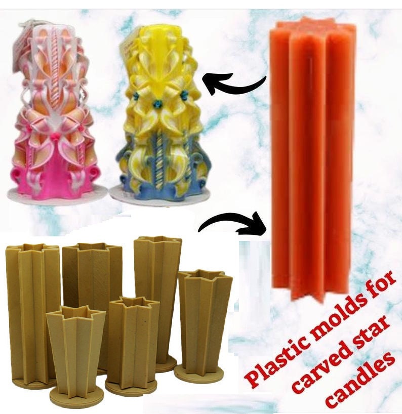 Star shape for making carved candles. A form from strong and durable heat-resistant plastic 