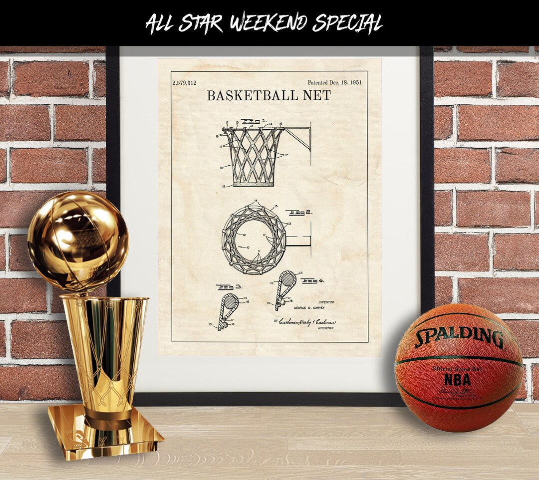 Basketball Net Patent Art Basketball Net Art Basketball Net Etsy