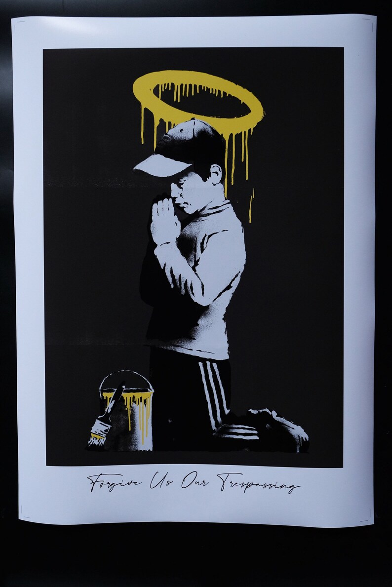 Banksy | Forgive Us Our Trespassing in a Don't Panic Bag