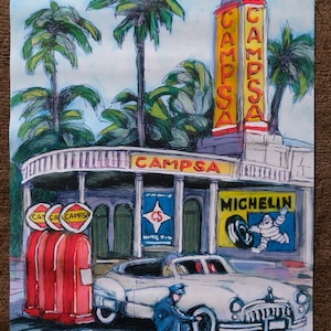 José Alcalá "Gasolinera: Campsa & Neumáticos Michelin" | cartel original