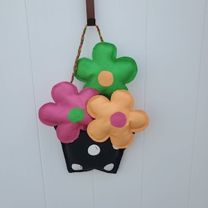 Spring Flower Burlap Door Hanger: Hand-Painted 3D Decor