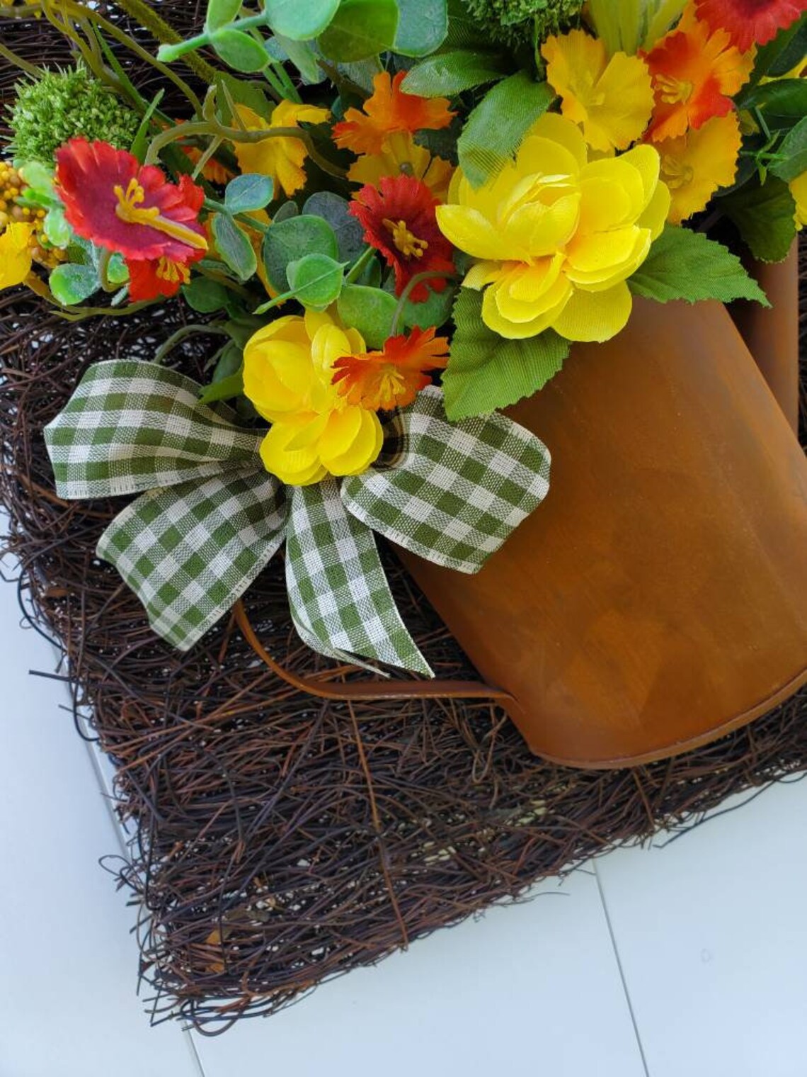 Watering Can Wreath for Front Door Etsy
