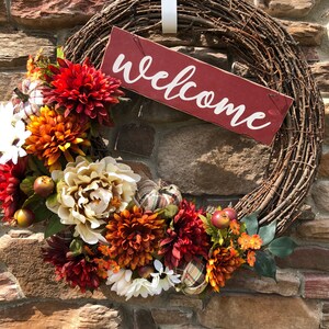 Fall Welcome Wreath, Fall Wreath for Front Door, Autumn Wreath, Autumn Welcome Wreath