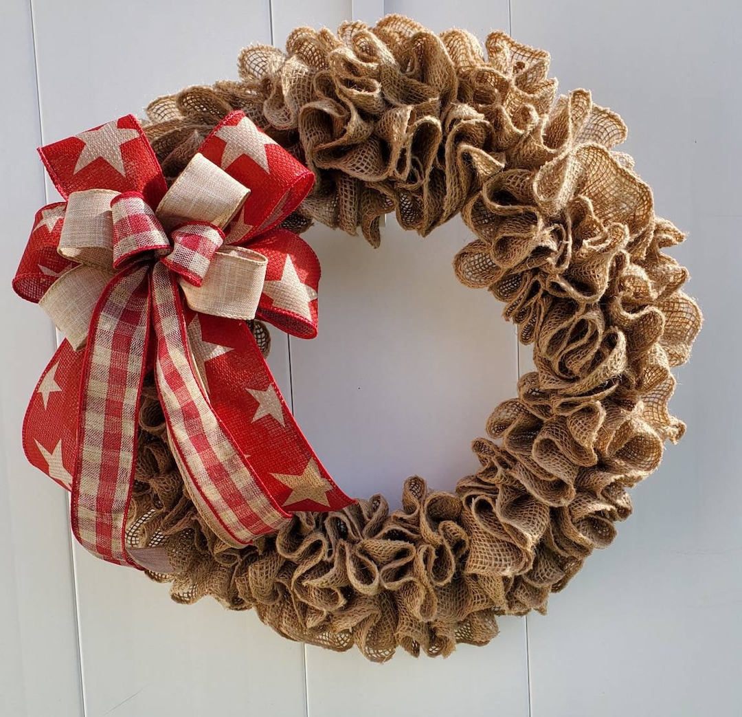 Patriotic Burlap Wreath: Americana Front Door Decor - Etsy