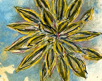 Agave Floral Botanical Art Card – Original Watercolor Painting (5x7")