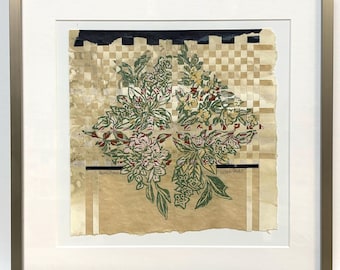 Flaxen Dreams/ Original Woodcut Collage