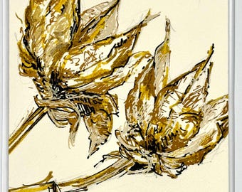 Original Art Card – Swamp Rose Mallow Floral Painting