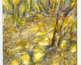 Original Botanical Art Card – Forest Path Watercolor Painting (5x7")